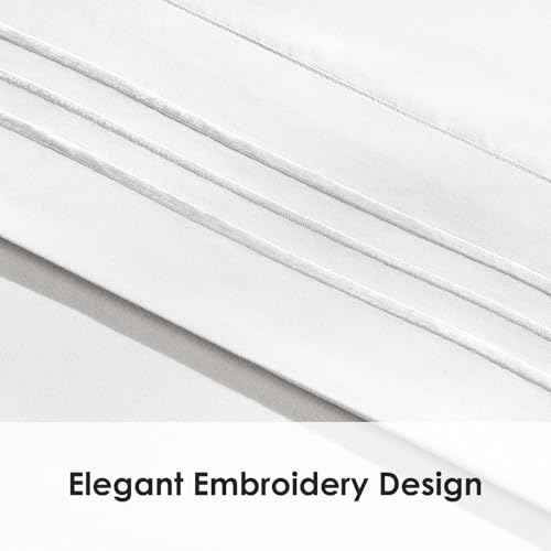 ClevaHome Sheet Set Full Size, 4-Piece Bedding, Lightweight & Super Soft Easy Care Microfiber? Shrinkage & Fade Resistant Bedding Set with 14'' Deep Pockets (Pearl White)