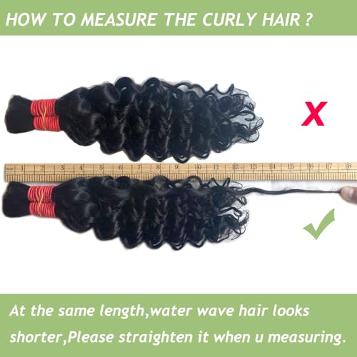 YOMIO Human Braiding Hair 20 Inch 100g (1Pack-2Bundles) Water Wave Human Hair Bulk for Braiding No Weft Bundle Virgin Curly Human Hair Bulk for Boho Braids Wet and Wavy Natural Black Color