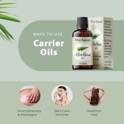 Organic Aloe Vera Oil, Therapeutic Premium Oil, Moisturizing Cold Pressed 100% Pure Natural Aloe Barbadensis Care for Skin, Body, Hair Growth, Face Moisturizer, Baby Oils, Used for Massage, Bath 4oz
