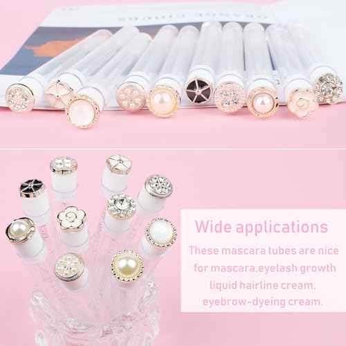 20pcs Mascara Wands Tube Reusable Lash Spoolies Pear Diamond Tube Eyelash Brush Tubes Spoolies Lash Extension Brushes Applicators Makeup Tools (Pearl-Diamond-MlX)