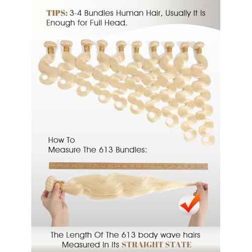 613 Blonde Body Wave Bundles Human Hair 24 Inch 613 Bundle 100% Unprocessed 12A Grade Brazilian Virgin Hair Bundles 1 Single Bundle Human Hair 613 Blonde Bundle
