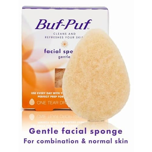 Buf-Puf Gentle Facial Sponge, Dermatologist Developed, Removes Deep Down Dirt & Makeup That Causes Breakouts and Blackheads, Reusable, Exfoliating, 12 Count