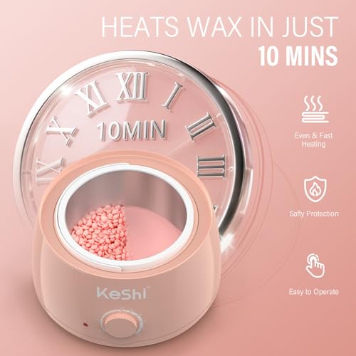 KeShi Waxing Kit, Painless Hair Removal Wax Warmer with 6 Bags Hard WaxBeans for Full Body, Legs, Face, Eyebrows & Bikini? Ideal for Both Women & Men(Blush)