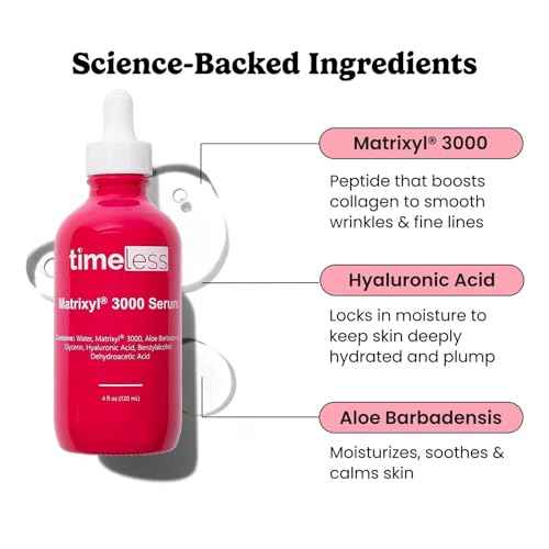 Timeless Skin Care Matrixyl 3000 Serum - Personal Care Face Serum Supports Hydration - with Hyaluronic Acid - Fragrance-Free - for Skin Care - 4 oz