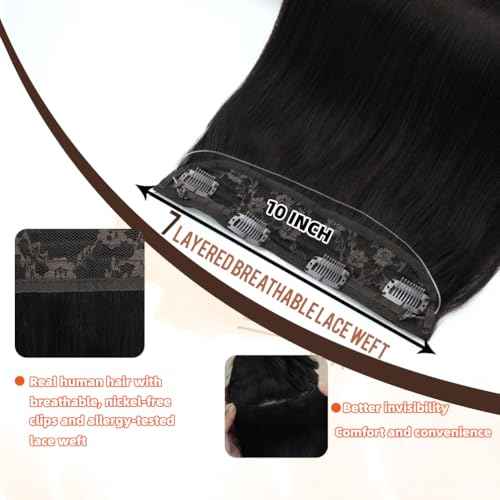 Invisible Wire Hair Extensions Real Human Hair - 20 Inch 80G Bleach Blonde Transparent Fish Line Clip-Ins Hair Piece, 100% Remy Human Hair Extensions for Women