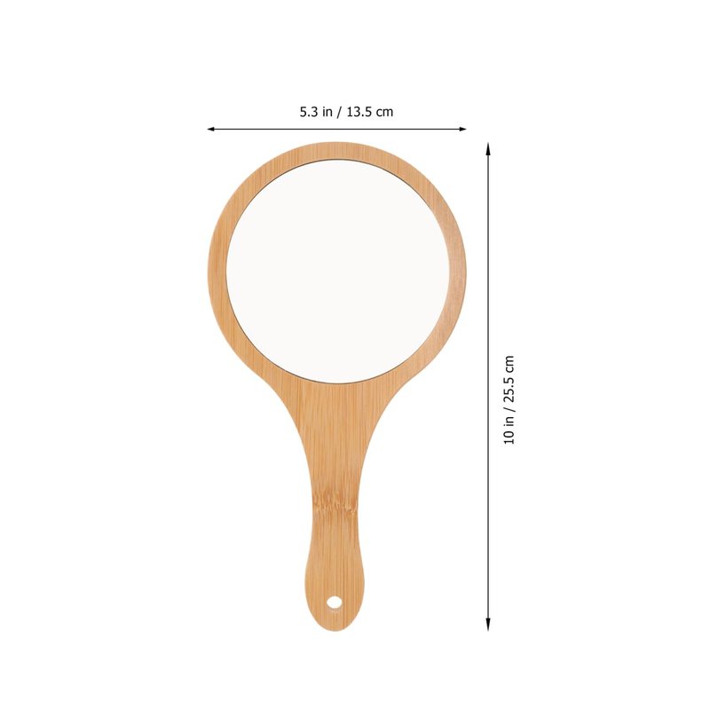 NOLITOY Small Bamboo Hand Mirror, 5.3in* 10in Portable Single Side Handheld Vanity Mirror with Wooden Frame Travel Makeup for Women and Girls