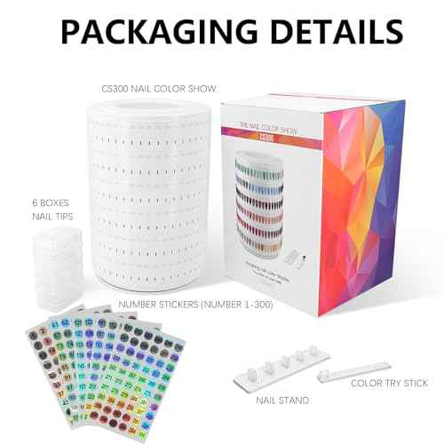 Upgraded Nail Polish Display Book 300 Colors, Professional Nail Color Sample Display Show with Transparent Nails Tips and Nails Polish Number Stickers