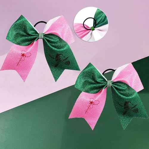 2pcs Witch Hair Accessories for Women, Pink Green Witch Hair bows for Wicked Movie Game Fans, wicked gifts for girls