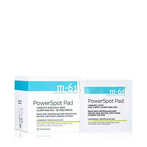 m-61 Powerspot Pads | Quick Spot Clarifying Pad With Salicylic Acid, Tea Tree, Witch Hazel, Aloe. For Blemish-Prone Skin - 30 Treatments