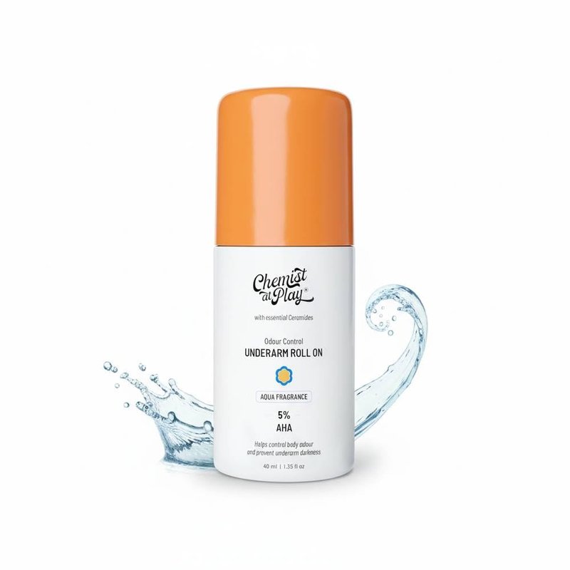 Chemist At Play UnderArm Roll-On - 5% AHA with Lactic & Mandelic Acid | Odor Prevention & Skin Brightening | Sensitive Skin | 1.35 fl oz