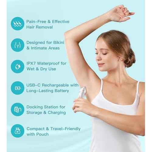 Bikini Trimmer for Women, 3in1 Electric Razor for Women with Facial Trimmers & Intimate Shaver for Sensitive Skin, Waterproof Wet & Dry Use Rechargeable Pubic Hair Trimmer Removal