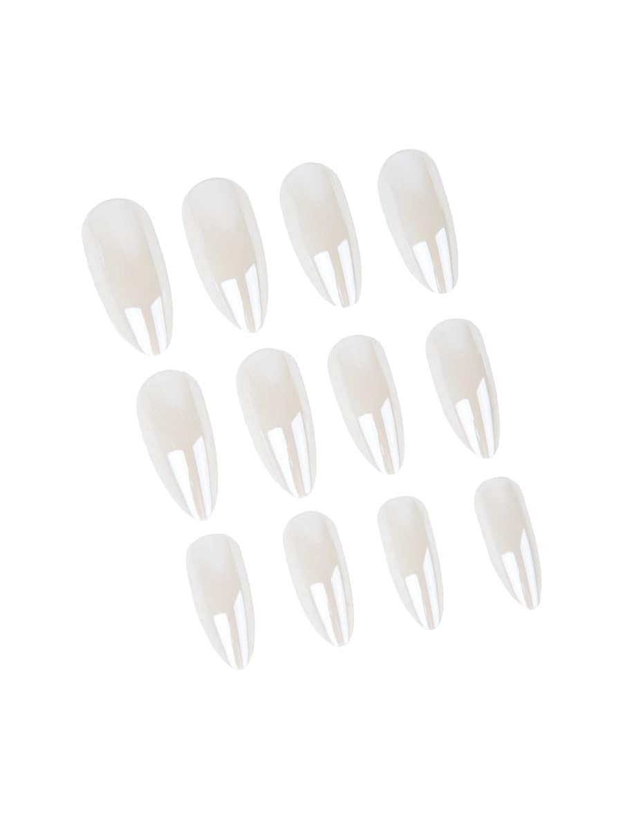 Skiennix Press-On Nails - Medium Almond Chrome Design | Full Cover Glossy Finish - 24PCS