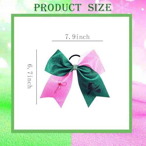 2pcs Witch Hair Accessories for Women, Pink Green Witch Hair bows for Wicked Movie Game Fans, wicked gifts for girls