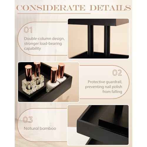 Homde Nail Polish Organizer for 86-123 Bottles, 360 Rotating Nail Polish Rack Holder, Display Storage Shelf for Fingernail Stand and Essential Oil, Gifts for Women Girls- Bamboo,Black