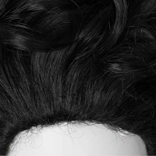 Linfairy Short Black Retro Vintage Wig Big Bouffant Beehive Wigs for Women fits 50s 80s Halloween Costume