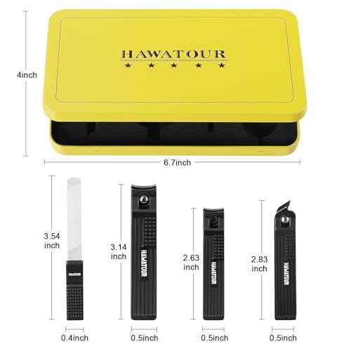 HAWATOUR Manicure Set Pedicure Kit, Heavy Duty Zinc Alloy Stainless Steel Fingernail Clippers Toenail Clippers Nail File with Tin Case, Premium Manicure Tools for Nail Care, Black
