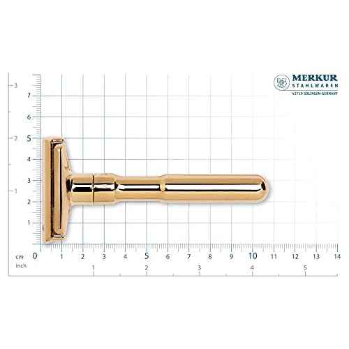 MERKUR FUTUR 702 Adjustable Double Edge Safety Razor - Bright Gold, Adjustable Razor With Dial, Made in Germany, Plastic-Free, Snap-On Cap Design, Straight Bar