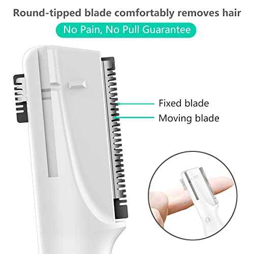 Eyebrow Trimmer for Women, Precision Facial Hair Trimmer for Chin, Lips, Neck, Upper Lip & Cheeks, Battery Operated Dual-Blade Groomer with Comb Attachment, Painless Portable Electric Shaper