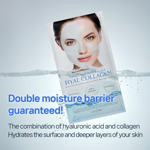 DERMAFIX HYALCOLLAGEN Hydrolyzed Collagen Face Masks, Moisturizing and Vitalizing, 23g each, Value Pack of 8