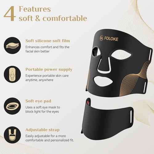 LED Light Therapy Mask Skin Care Mask & Neck, LED Red 630¡¾5nm & NIR 830nm Wavelength for Home Use£¨Advanced Black£©