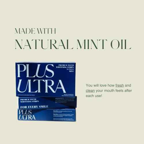 Plus Ultra Mint Flavored Teeth Whitening Strips | Eco-Friendly, Vegan Stain Remover Whitening Strips for Coffee, Wine, Soda | 14 Day Treatment | Formulated for Sensitive Teeth