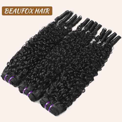 3C4A Burmese Curly Bundles Human Hair 18 20 22 Inch 12A Unprocessed Virgin Human Hair Water Wave Bundles with Spiral End Quick Weave Remy Hair Natural Color for Women