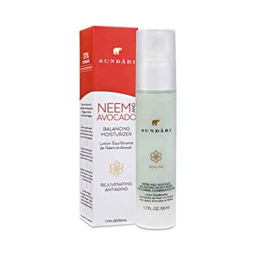 SUNDARI Neem and Avocado Balancing Moisturizer ? 1.7 Fl Oz, Hydrating Face Cream with Neem, Smoother Texture, Healthier Skin, All Natural Botanicals
