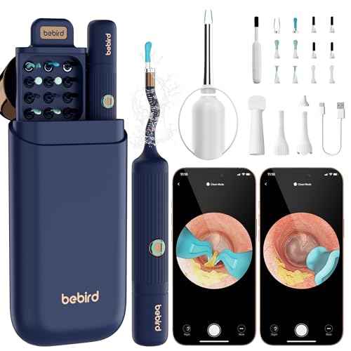 BEBIRD Earsight Plus Ear Wax Removal Tool Camera with HD Visual Otoscope, Smart WiFi Earwax Cleaner Kit, Safe Silicone Flexible Scoops & Tweezers Tools for Adults & Kids (Blue)