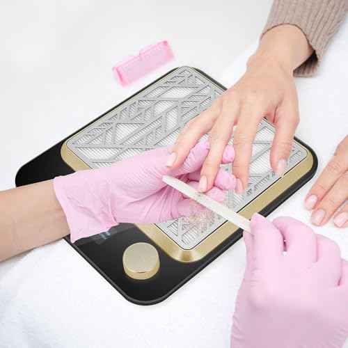 Nail Dust Collector,Powerful Nail Dust Fan with Reusable Filter,Rechargeable Nail Dust Vacuum Cleaner for Acrylic Gel Nails Polishing,Manicure Pedicure,Adjustable Speed