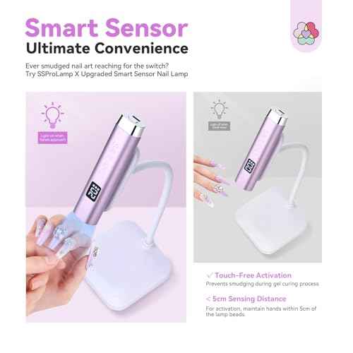 SAVILAND SSPro X U V Light for Gels Nails : 8s U V LED Nail Lamp with Smart Sensor 360¡Æ Rotatable Magnetic Nail Light Flash Cure Lamp for Gel Stand 2 Timer LCD Screen Nail Light Use Home DIY