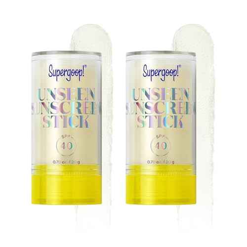 Supergoop! Unseen Sunscreen Stick - SPF 40 - Clear & Invisible + Broad Spectrum - Glides Over Makeup - Natural Finish - For All Skin Types - 0.7 fl oz, 2 Pack