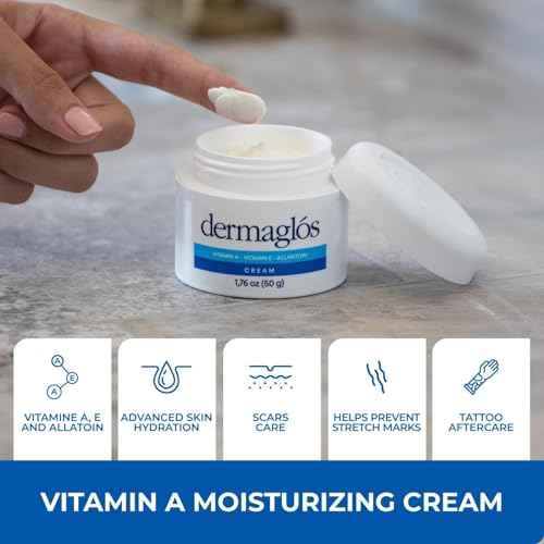 Dermaglos 2-pack Moisturizing Cream | Vitamin A (Retinoids), Vitamin E & Allantoin | Moisturizer for Wrinkles, Stretch Mark Prevention, Tattoo Aftercare, Scar cream, Anti-Aging | 1,76 oz