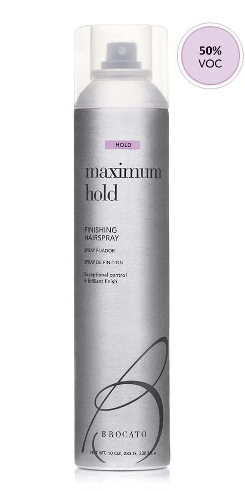 Brocato Maximum Hold Finishing Hairspray (50% VOC), 10oz | Exceptional Control and Brilliant Finish | For All Hair Styles
