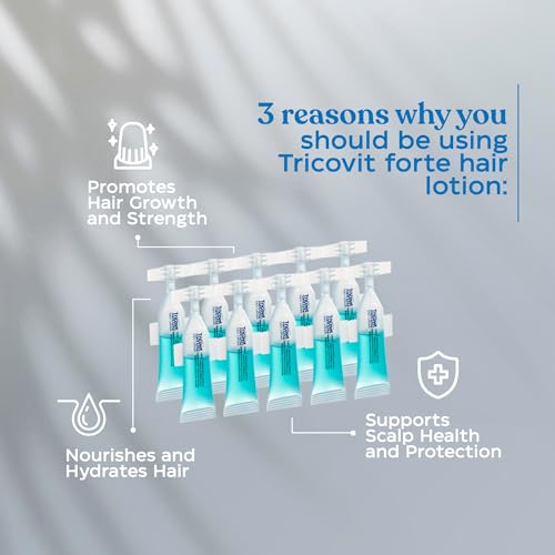 Tricovit Forte Hair Lotion - Hair Growth Serum With Androgen and DHT Blockers For Thinning Hair - Promotes Stronger, Thicker Hair For Men and Women - 5 Ampoules