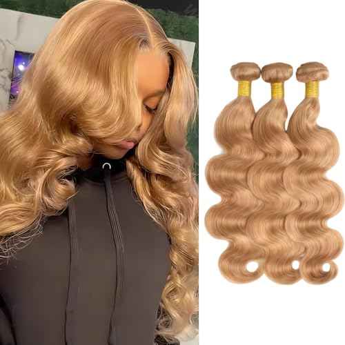 Honey Bundles Brown Human Hair Body Wave 22 24 26 Inch Body Wave Human Hair Weave 3 Bundles Silky Hair Bundles Brazilian 3 Bundles Human Hair Extensions for Women Deals 27 Color Bundles