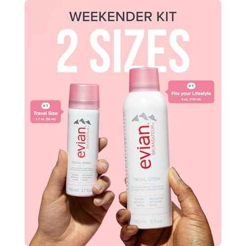 Evian Facial Spray Weekender Kit - Hydrating Mineral Water Mist for Face & Skin - Refreshes Makeup, Sets, & Tones - Travel-Friendly Size for Weekend Hydration and Skincare Essentials