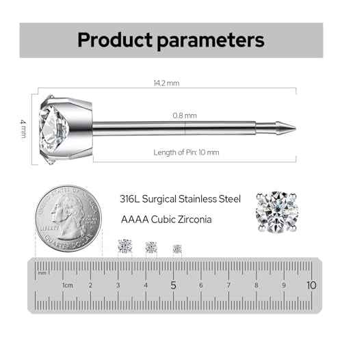 Ear Piercing Kit, Disposable Ear Piercing Gun Kit, 316L Surgical Stainless Steel 4mm Prong Set Cubic Zirconia Stud, At Home Self Ear Piercer Kit with Birthstone Earrings Stud (Amethyst)
