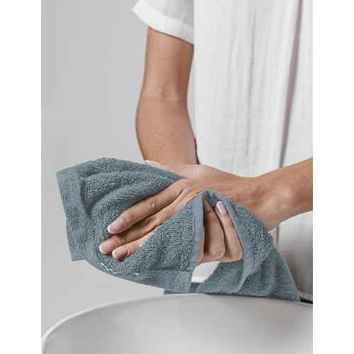 Delara Towels Cotton Washcloths Set 100% Organic Cotton, GOTS Certified Premium Quality Face Cloths, Feather Touch Technology Highly Absorbent and Soft Feel Fingertip Towels, Pack of 24
