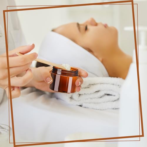 Tanlade 100 Pcs 2 oz Amber Plastic Cosmetic Jars with Lids Empty Leak Proof Container Refillable Cosmetic Jars Airtight for Cream, Lotion, Powder, Ointment, Beauty Products Travel Storage(Round)