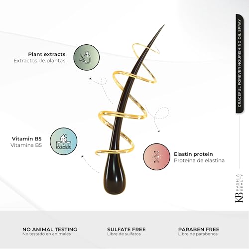 Kashia Beauty Graceful Forever Nourishing Oil Spray 9.6 oz ? Leave-In Three-Phase Treatment with Nano Technology ? Hydrating Detangler & Thermal Protector for Radiant Healthy Hair