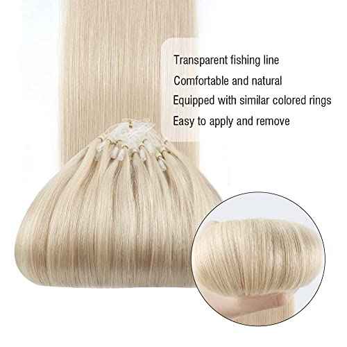 ABH AMAZINGBEAUTY Micro Loop Hair Extensions - 50G 50S Bonded, 20 Inches Platinum Blonde, Microlinks for Women - Human Hair