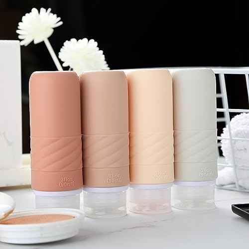 Gemice Travel Bottles for Toiletries, Tsa Approved 3oz Portable Travel Bottles, BPA Free Leak Proof Squeezable Travel Size Containers, Travel Accessories for Shampoo Conditioner Lotion (4 Pack)