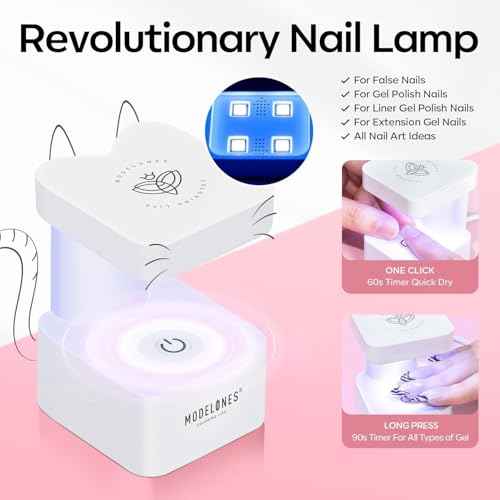 modelones Gel Nail Kit, Upgrade 15Sizes Pre-shaped Gel Nail Tips Short Almond Shape, 9-in-One Glue Prep Dehydrator & Portable Led Lamp, 510Pcs Press On Extension Kit Gift for Women