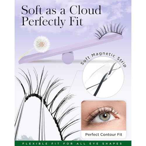 BEYELIAN Portable Magnetic Eyelashes with Applicator, Upgrade Soft Magnetic Lashes No Glue Needed Magnetic Eyelashes Natural Look, Reusable, Fales Eyelashes for Eye YT25 (All-In-One & Comfortable)