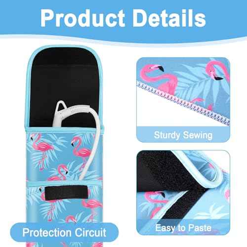 Shappy 2 Pieces Curling Iron Travel Case Cover Heat Resistant Flat Iron Holder Case Sleeve Neoprene Straightener Holder and Silicone Hot Tools Flat Bag(Flamingo Style)