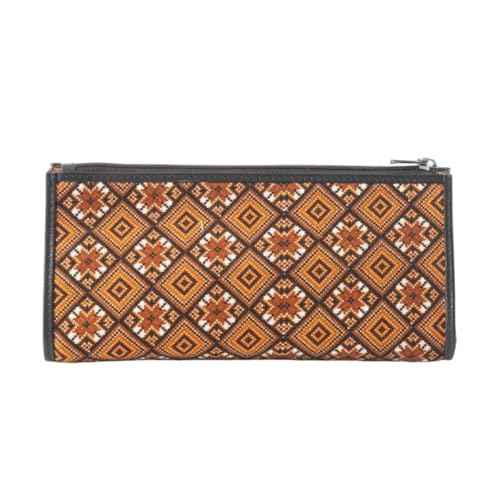 Myra Bag Pouch for Women - Southwestern Aztec Canvas Cosmetic Makeup Bag for Travel - Brown