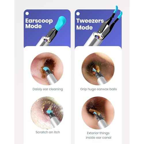 Bebird Note 5 Ear Camera Wax Removal, Ear Wax Removal Tool Camera Ear Tweezers with Camera, 10 Megapixels Ear Otoscope Camera, 12 Ear Spoon, Ear Cleaner with Camera for Earwax Cleaning