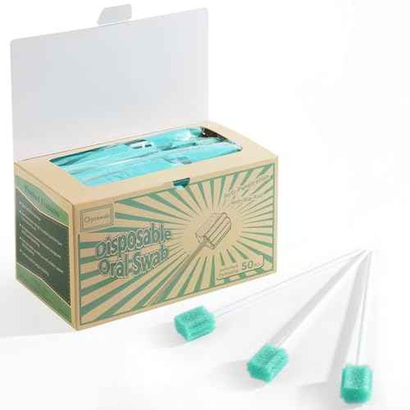 (50 Pack) Safety Anti-Penetration Gum-Protective Mouth Swabs for Elderly, Gum Cleaning, Anti-slip Rod. Higher Density Sponge Non-Detaching Sponge. Individually Wrapped 50 Counts (Unflavored)