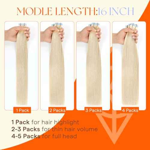 Full Shine Injection Tape in Hair Extensions Color 18/613 Ash Blonde and Light Blonde 24 Inch Invisible Tape in Extensions Long Straight Skin Weft 50 Grams 20 Pcs for Party