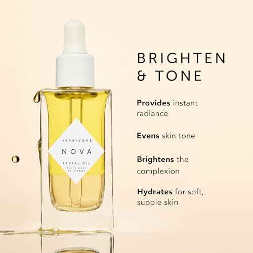 HERBIVORE Nova Facial Oil - Bi-Phase Oil with Tumeric + Niacinamide, Serum and Oil in one, Plant-based, Vegan, Cruelty-free, 50 mL / 1.7 oz